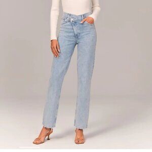 ABERCROMBIE FITCH CROSS-FRONT '90s STRAIGHT ULTRA HIGH RISE JEAN CURVE LOVE 16L
